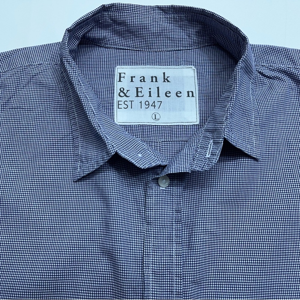 Frank & Eileen Paul Button Up Shirt Mens Size Large Long Sleeve Blue Checked USA - Picture 4 of 13